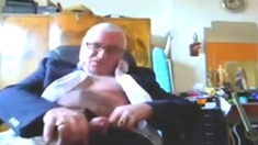 Suited Grandpa Cum On His Pants