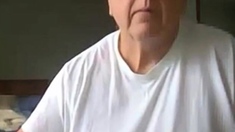 old man jerking his big dick