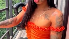 Shemale tranny enjoying solo masturbation
