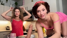 Three hot yoga lesbian amateurs play with toys