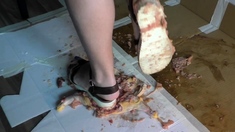 Light femdom and foot fetish play with brunette