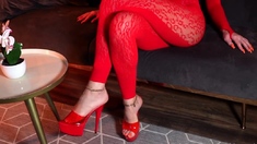 Porn latex movie with foot fetish and blonde mistress