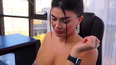 Hot brunette babe goes crazy jerking part5