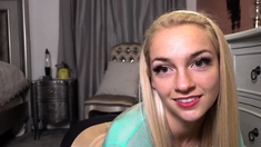 Blonde European Pamela Blond jerking off a Huge Dick