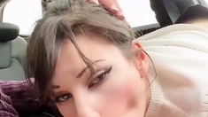 Extreme amateur pov blowjob with brunette babe