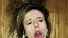 Big tit brunette sucks a big cock blowjob POV