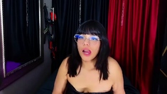 Cute curly brunette solo webcam masturbation