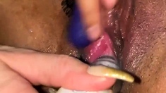 Close up solo beauty toying ass