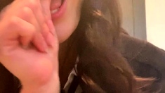 Busty brunette solo masturbation