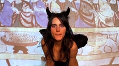 Cute curly brunette solo webcam masturbation