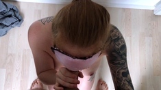Public blowjob from an amateur brunette babe in POV video