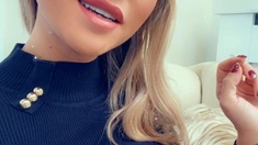 Sexy Blonde Babe With Big Boobs Strips Bra