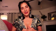 Cute amateur brunette naughty in solo jerking show on camera