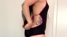 Solo Brunette Masturbation And Striptease