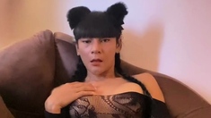 Brunette Tranny Jerking In Hard Dick In Solo Webcam