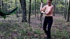 Sage Eldritch - Topless Sage Eldritch Practicing Nunchucks