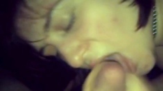 Big-Titted Brunette Blowjob and Facial in a Car