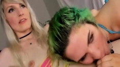 Hot Emo Sucks on Hot Blonde Shemale Dick