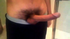 Arab in bathroom and shows his long cock