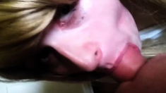 young blonde sissy crossdresser swallows huge load