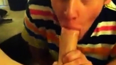 Giving NOT His bro a Blowjob and Swallowing