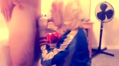 Suicide Squad Harley Quinn crossdresser suck and swallow