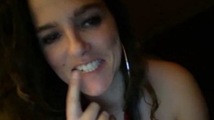 Amateur busty brunette masturbates and does hand job