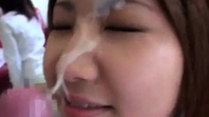 japanese girl takes a good facial