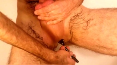 Shaving penis and balls