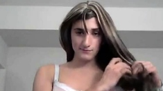 Sexy Teen Crossdresser Strips And Strokes