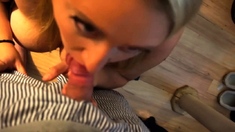 Amateur Blonde Blows A Cock