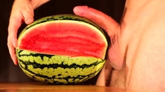 Water Melon Cum - Fucking A Melon And Cumming